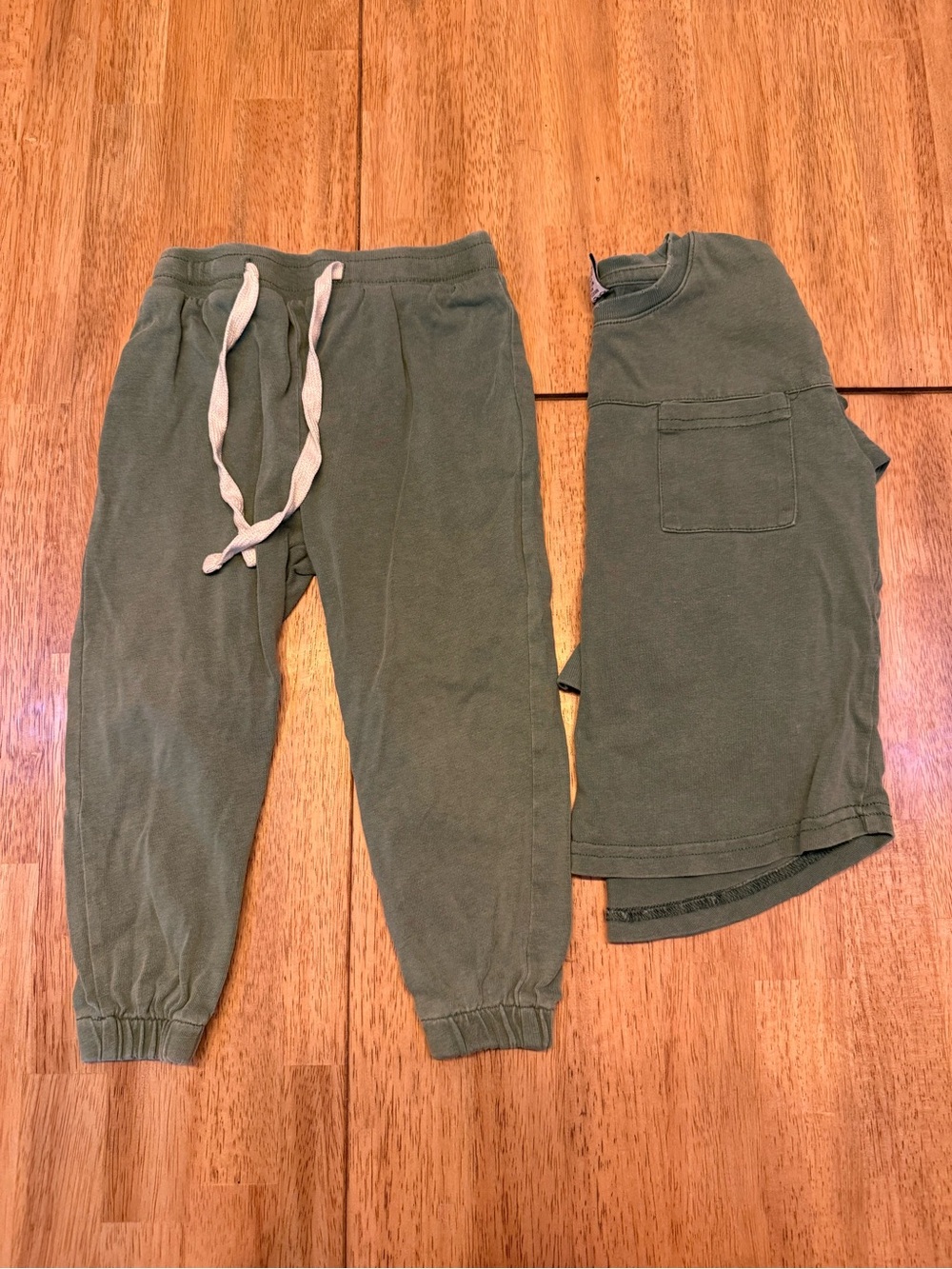 Kids Olive Green Jogger Pants with Drawstring
